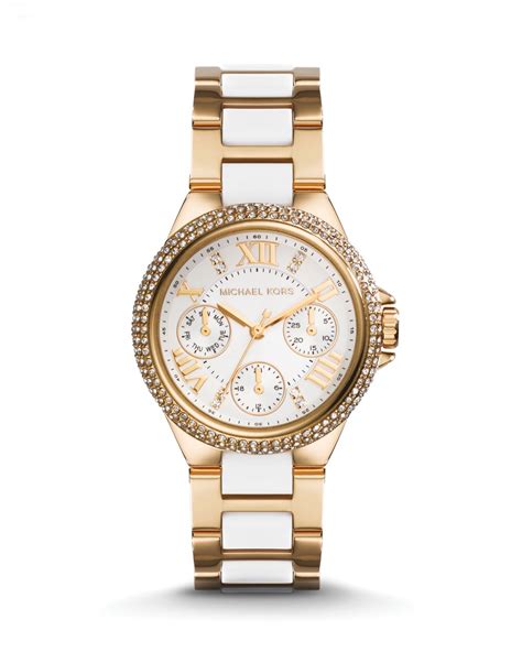 michael kors white watch gold face|michael kors gold tone watch.